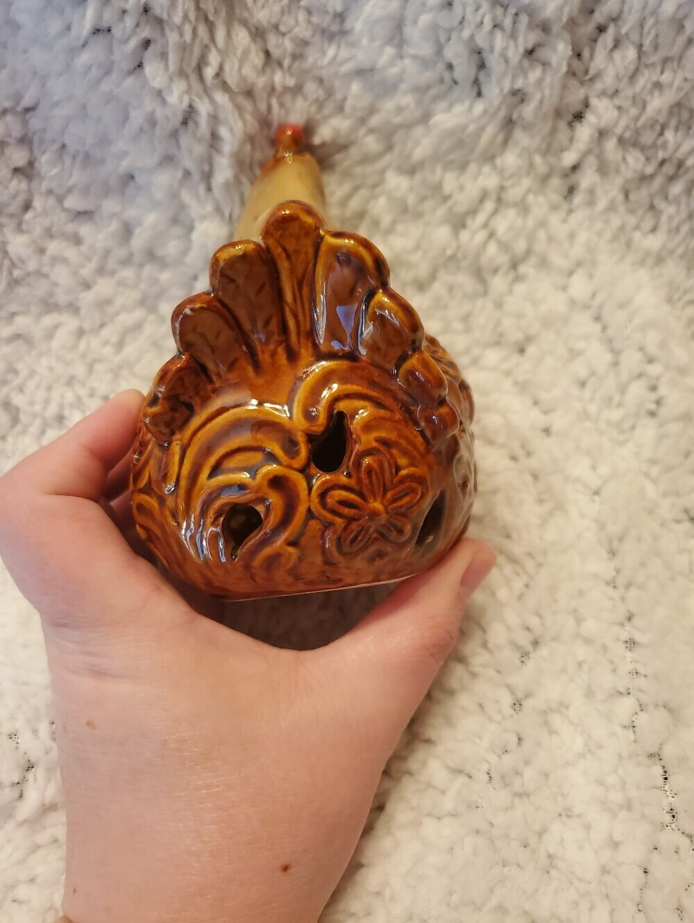Vintage Ceramic Chicken Brown Red Heavy Glaze Farmhouse Country - Picture 5 of 7
